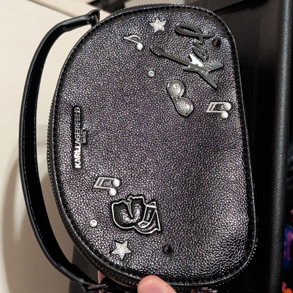 Karl Lagerfeld Metallic Black Crossbody Bag